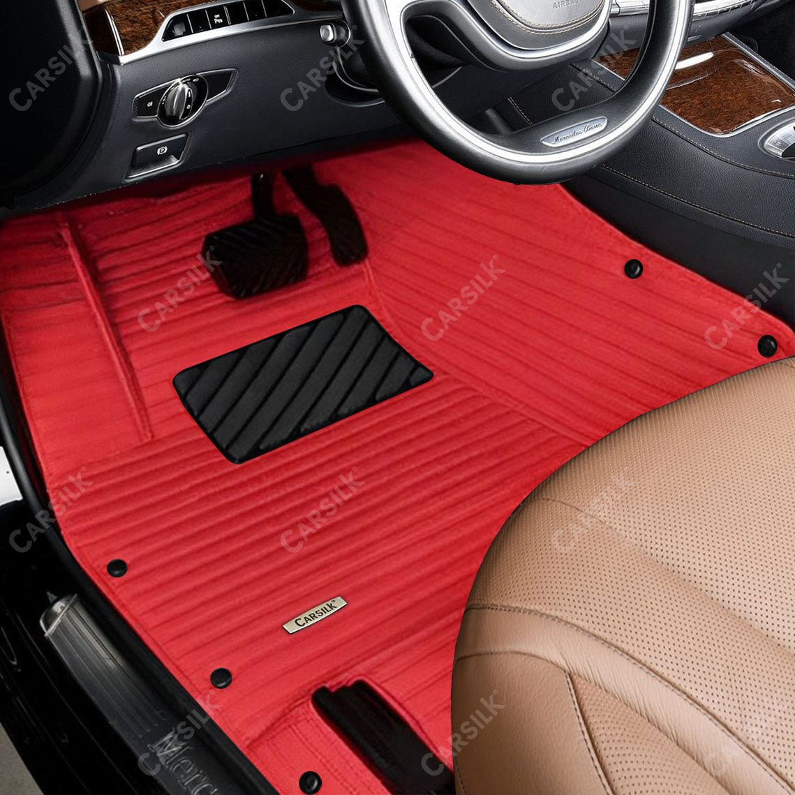 GALAXY CUSTOM SINGLE LAYER CAR MATS SET CHERRY RED - Carsilks 