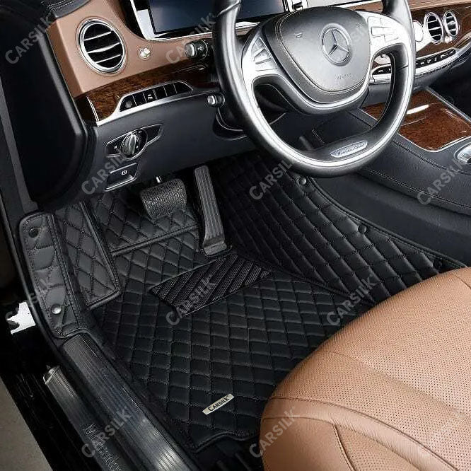 BLACK & BLACK DIAMOND PATTERN CAR MATS SET - Carsilks 