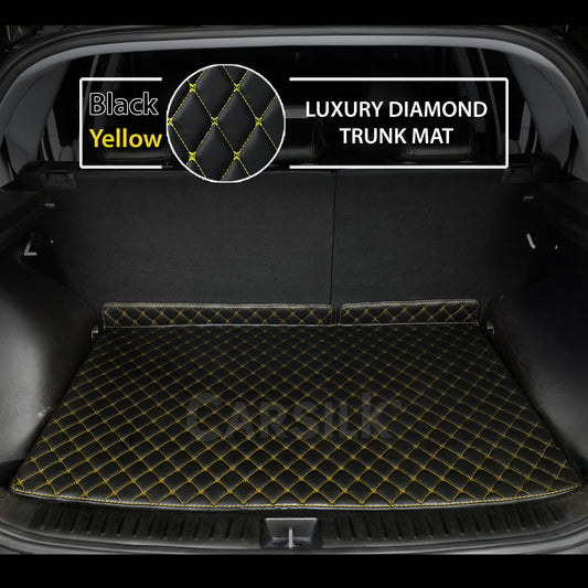 BLACK & YELLOW LUXURY STITCHING DIAMOND LUXURY TRUNK CAR MATS - Carsilks 